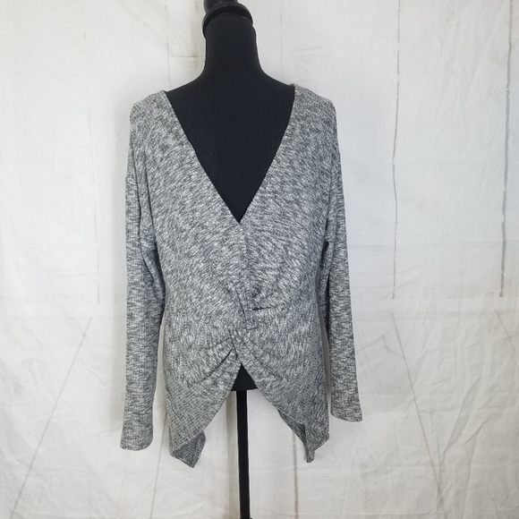 gibson gray heather twist tie back tunic top - Picture 4 of 7